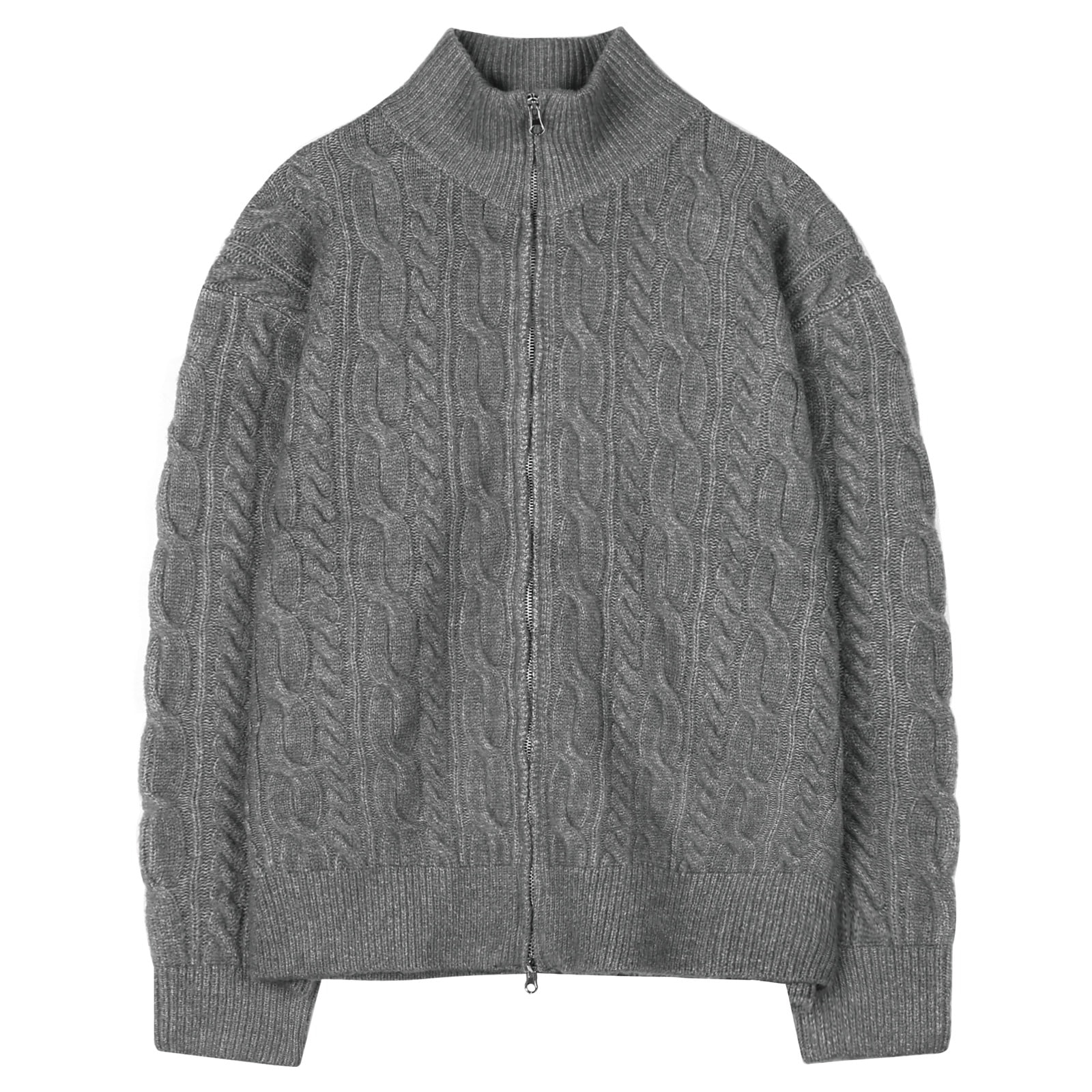 V179 soft cable knit zip up (gray)